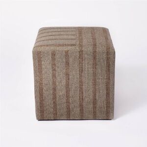 Reserved- Studio McGee Lynwood Square Upholstered Cube Dark Brown Stripe